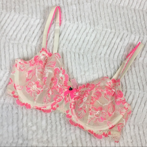 Victoria's Secret Other - Victoria’s Secret Lace Unlined Demi Bra Cream Pink